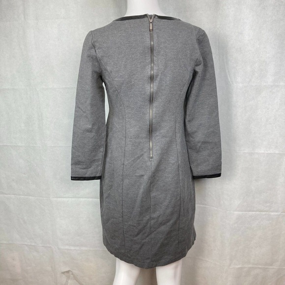 Talbots Dress Womens Sz 2 Gray Ponte Knit‎ Stretch Keyhole Sheath Long Sleeve - Picture 4 of 10